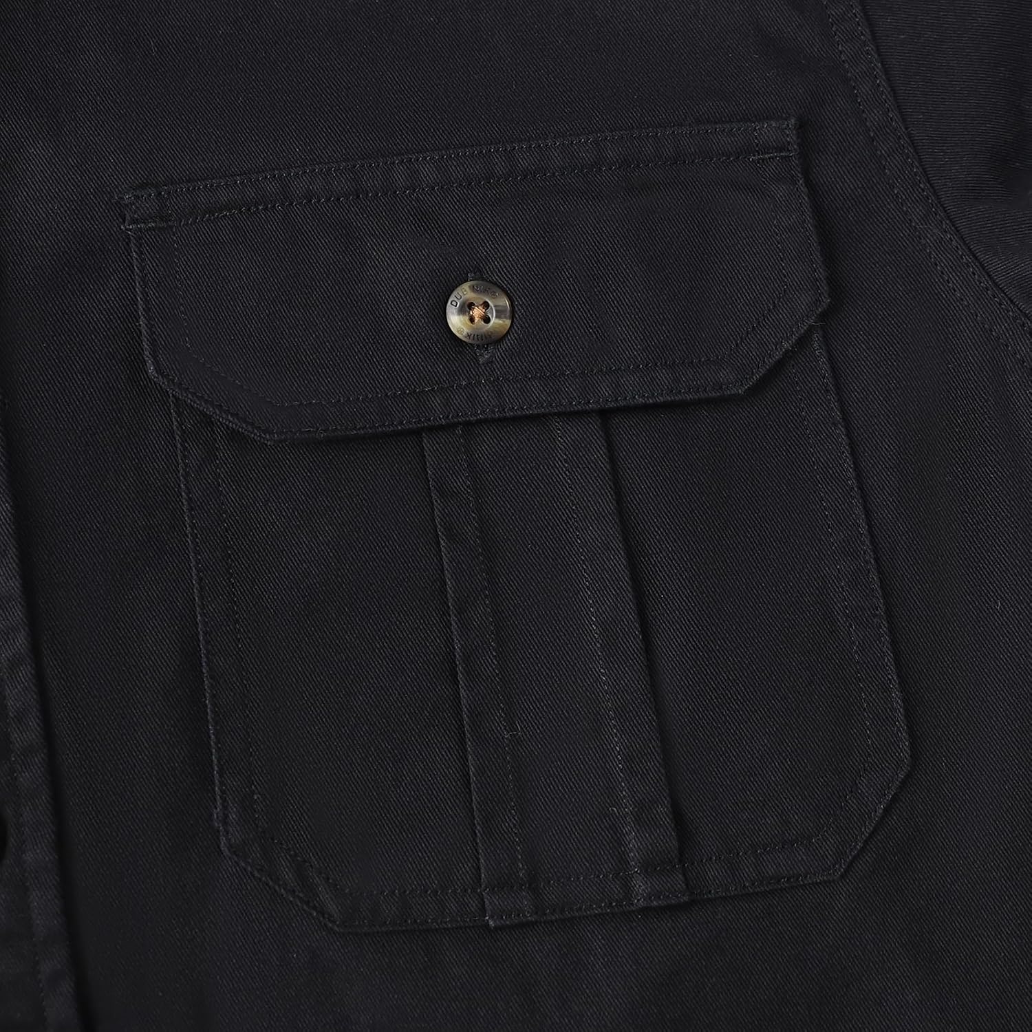 image:imageDubinik Mens Short Sleeve Button Down Shirts 2 Pocket Casual Vintage Cotton Button up Comfortable Western Heavyweight WorkBlack