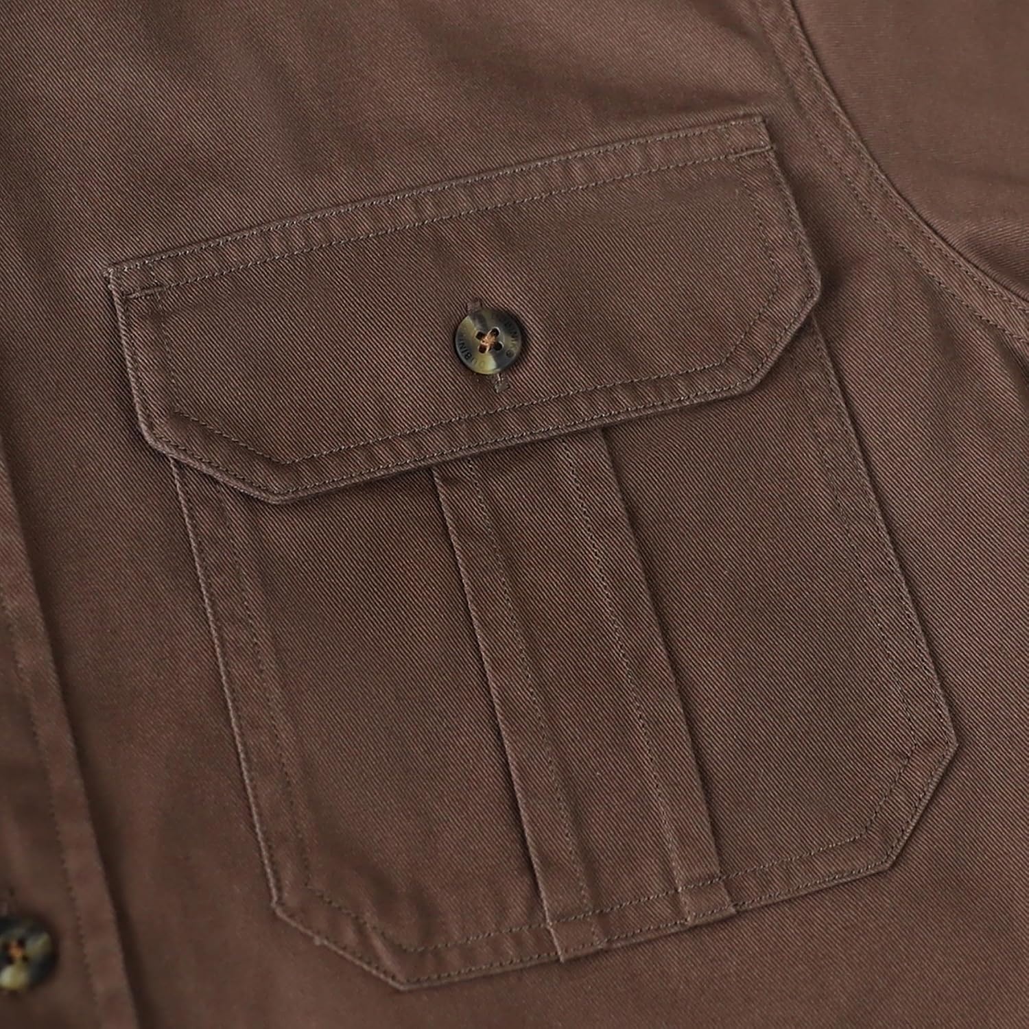 image:imageDubinik Mens Short Sleeve Button Down Shirts 2 Pocket Casual Vintage Cotton Button up Comfortable Western Heavyweight WorkBrown