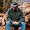 image:imageDubinik Canvas Long Sleeve Shirts for Men Button Up Work ShirtArmy Green
