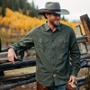 image:imageDubinik Canvas Long Sleeve Shirts for Men Button Up Work ShirtArmy Green