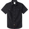 image:imageDubinik Mens Short Sleeve Button Down Shirts 2 Pocket Casual Vintage Cotton Button up Comfortable Western Heavyweight WorkBlack