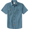 image:imageDubinik Mens Short Sleeve Button Down Shirts 2 Pocket Work Casual Vintage Cotton with StretchSlate Blue