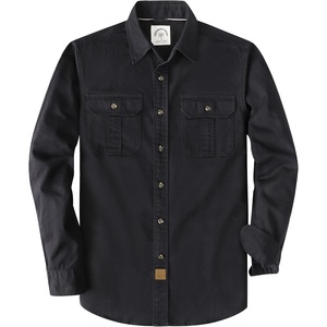 image:imageDubinik Mens Long Sleeve Cotton Button Down Work Shirt 2 Pocket RegularBlack
