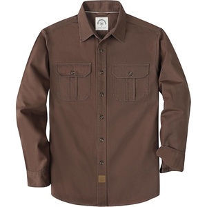 image:imageDubinik Mens Long Sleeve Cotton Button Down Work Shirt 2 Pocket RegularBrown