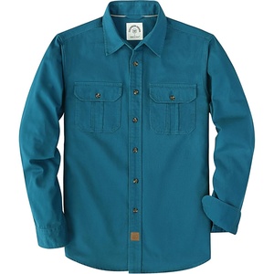 image:imageDubinik Mens Long Sleeve Cotton Button Down Work Shirt 2 Pocket RegularNavy Blue