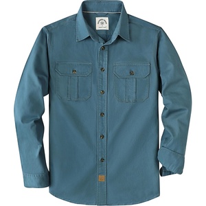 image:imageDubinik Mens Long Sleeve Cotton Button Down Work Shirt 2 Pocket RegularSlate Blue