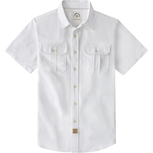 image:imageDubinik Mens Short Sleeve Button Down Shirts 2 Pocket Casual Vintage Cotton Button up Comfortable Western Heavyweight WorkWhite