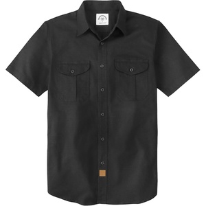 image:imageDubinik Mens Short Sleeve Button Down Shirts 2 Pocket Work Casual Vintage Cotton with StretchBlack