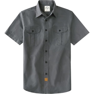 image:imageDubinik Mens Short Sleeve Button Down Shirts 2 Pocket Work Casual Vintage Cotton with StretchCharcoal Gray