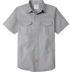 image:imageDubinik Mens Short Sleeve Button Down Shirts 2 Pocket Work Casual Vintage Cotton with StretchDark Gray