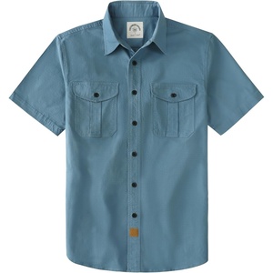 image:imageDubinik Mens Short Sleeve Button Down Shirts 2 Pocket Work Casual Vintage Cotton with StretchSlate Blue